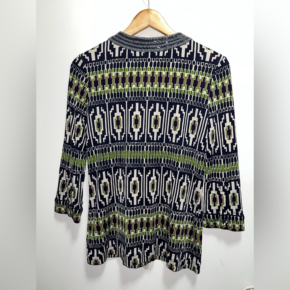 Tory Burch Silk Beaded Geometric Tunic Blouse Women’s Size Small - Picture 7 of 7